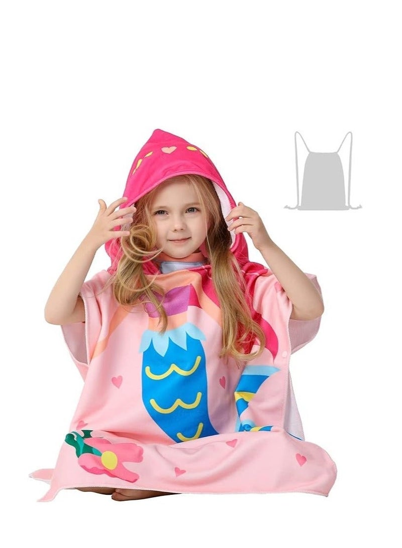 DMG TECH منشفة حمام للأطفال من DMG للأطفال بعمر 1-6 سنوات، منشفة بغطاء للرأس، ألياف دقيقة فائقة النعومة، رداء حمام المعطف، للفتيات للسباحة على الشاطئ واللعب المائي، أغطية للسباحة في حمام السباحة قطعة واحدة - Image 3